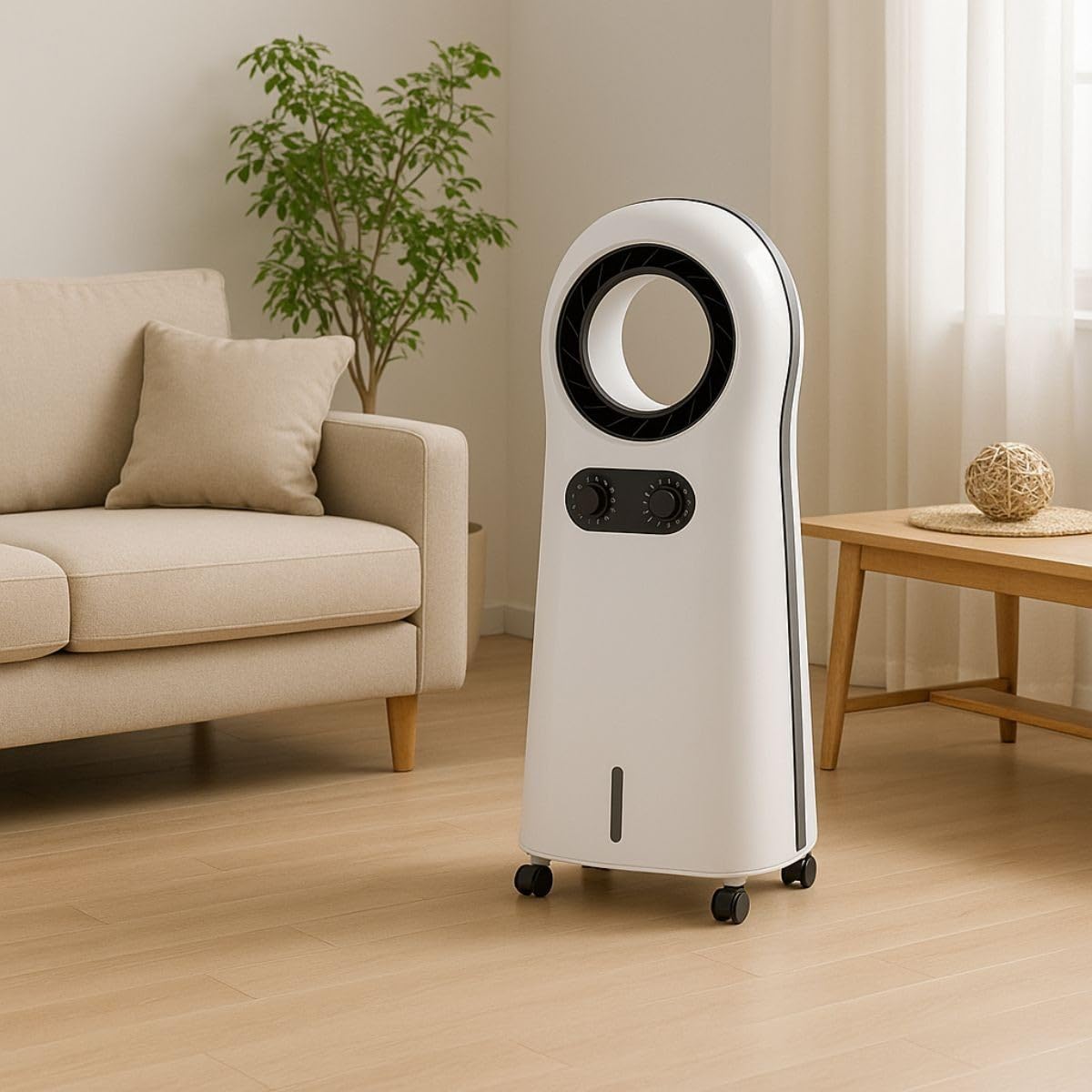 NIKLAS - Climatiseur Mobile 110W 4 en 1 : Ventilateur, Rafraichisseur, Humidificateur d'air sur roues 3 Vitesses