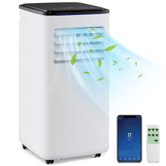 RELAX4LIFE Climatiseur Mobile 9000 BTU, 5 EN 1 Froid/Vent/Déshumi/Chauffage/Sommeil, 16-32℃, Climatiseur Mobile avec Evacuation, Clim Chambre Silencieux 9000 BTU, 20 ㎡, WIFI, Kit de Fenêtre