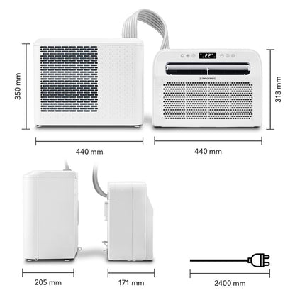 TROTEC PAC C 1500 S - Climatiseur mobile de camping 3 en 1 connecté Wi-Fi : refroidissement, déshumidification & ventilation, 1.500 W, réservoir 4,4L, idéal : tente, camping-car, caravane, mobil home