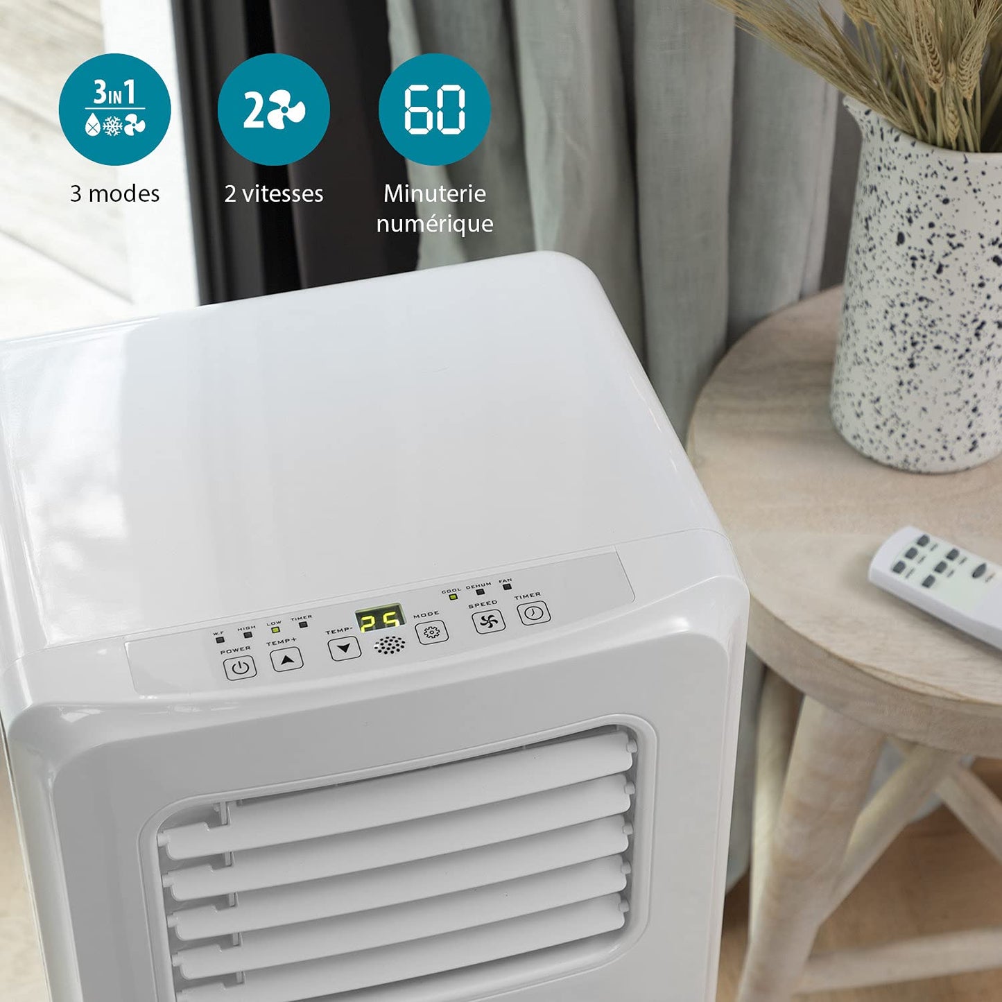 Climatiseur mobile Tristar AC-5477-3-en-1 - Rafraîchit, ventile, déshumidife - 7 000 BTU - 2,05 kW