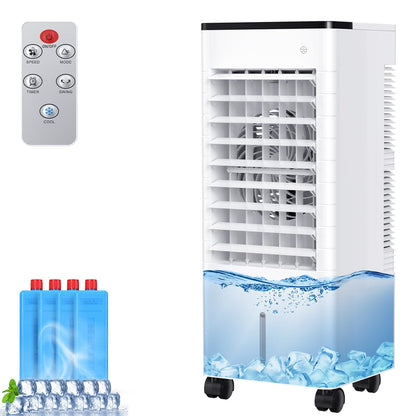 Climatiseur Mobile Silencieux, 6L Refroidisseur d'air Climatiseurs Portables Économie d'énergie Ventilateur Humidificateur, 3 Vitesses/Modes, Télécommande, 1-15H Minuterie, pour Maison Bureau Chambre