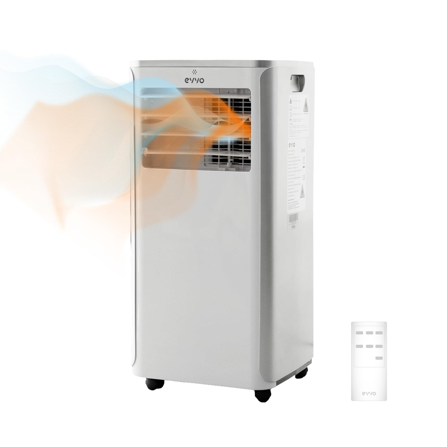 EVVO Climatiseur portable froid et chaud, classe A, 9 000 BTU, télécommande et minuterie 24h, 4 en 1, déshumidificateur, ventilation, jusqu'à 20 m² (modèle : CLIMA P9 froid et chaud)