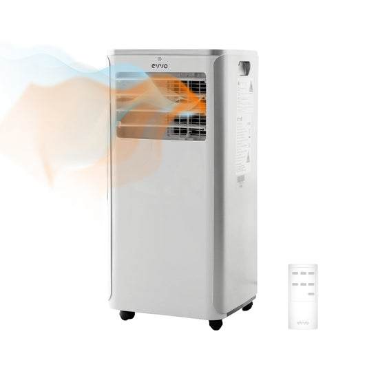 EVVO Climatiseur portable froid et chaud, classe A, 9 000 BTU, télécommande et minuterie 24h, 4 en 1, déshumidificateur, ventilation, jusqu'à 20 m² (modèle : CLIMA P9 froid et chaud)