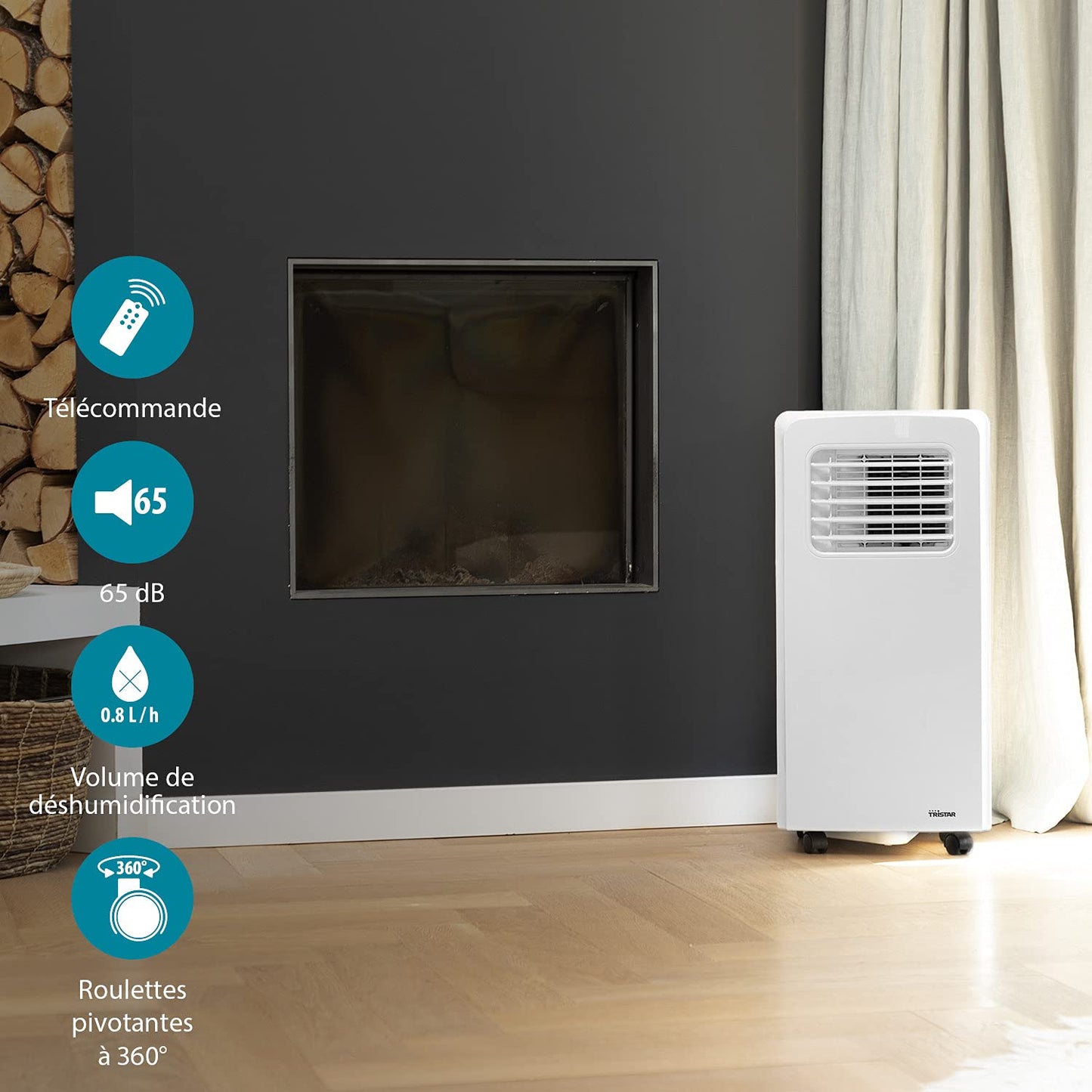 Climatiseur mobile Tristar AC-5477-3-en-1 - Rafraîchit, ventile, déshumidife - 7 000 BTU - 2,05 kW