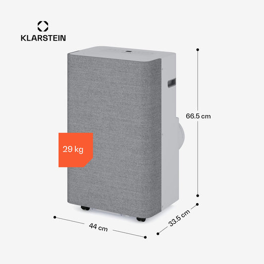 Klarstein AireLux Climatiseur Mobile – 14000 BTU, Pour Pièces Jusqu'à 51 m², Contrôle par Appli & Vocal, 4-en-1 Refroidissement, Déshumidificateur, Ventilateur & Mode Nuit, Kit Fenêtre Inclus, Gris
