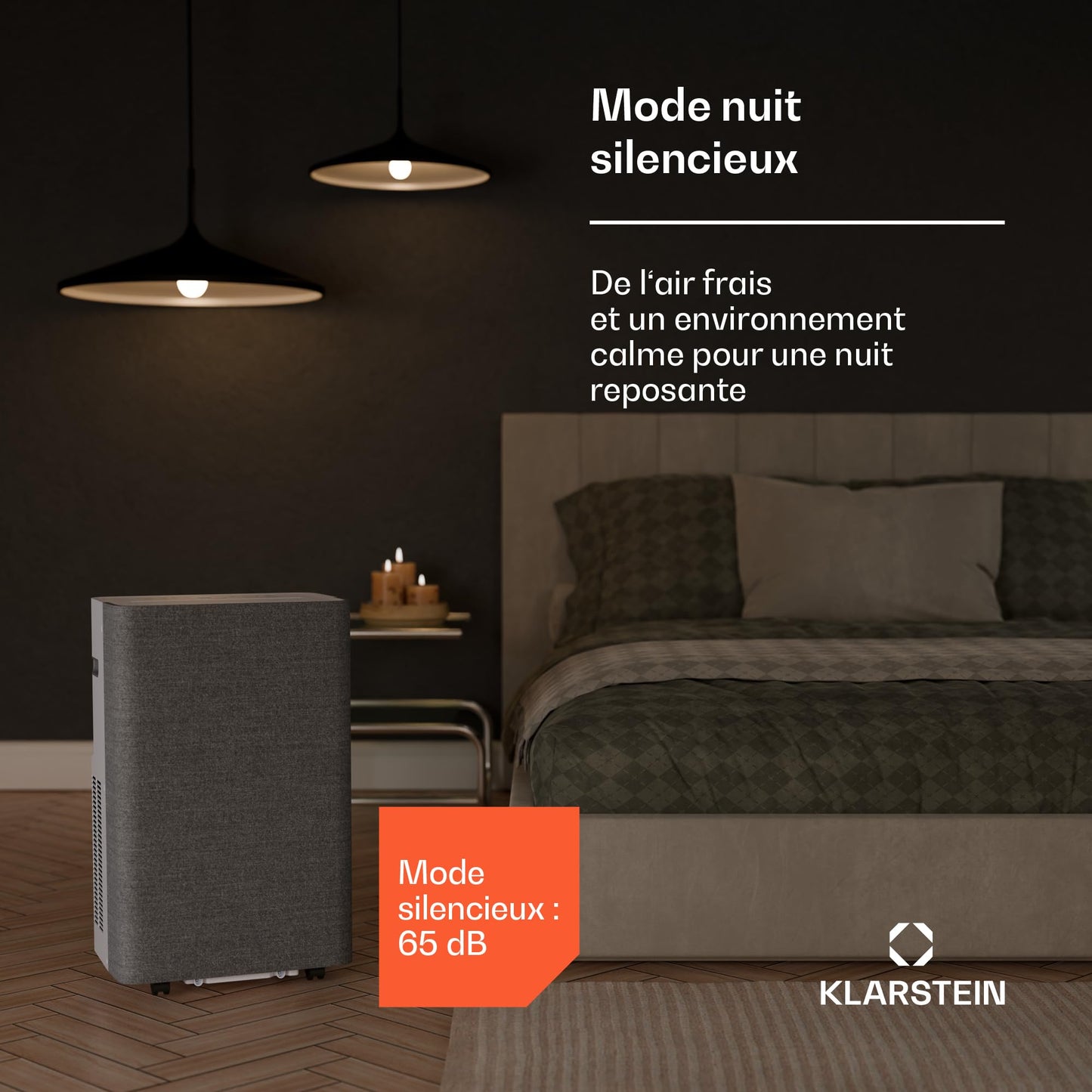 Klarstein AireLux Climatiseur Mobile – 14000 BTU, Pour Pièces Jusqu'à 51 m², Contrôle par Appli & Vocal, 4-en-1 Refroidissement, Déshumidificateur, Ventilateur & Mode Nuit, Kit Fenêtre Inclus, Gris