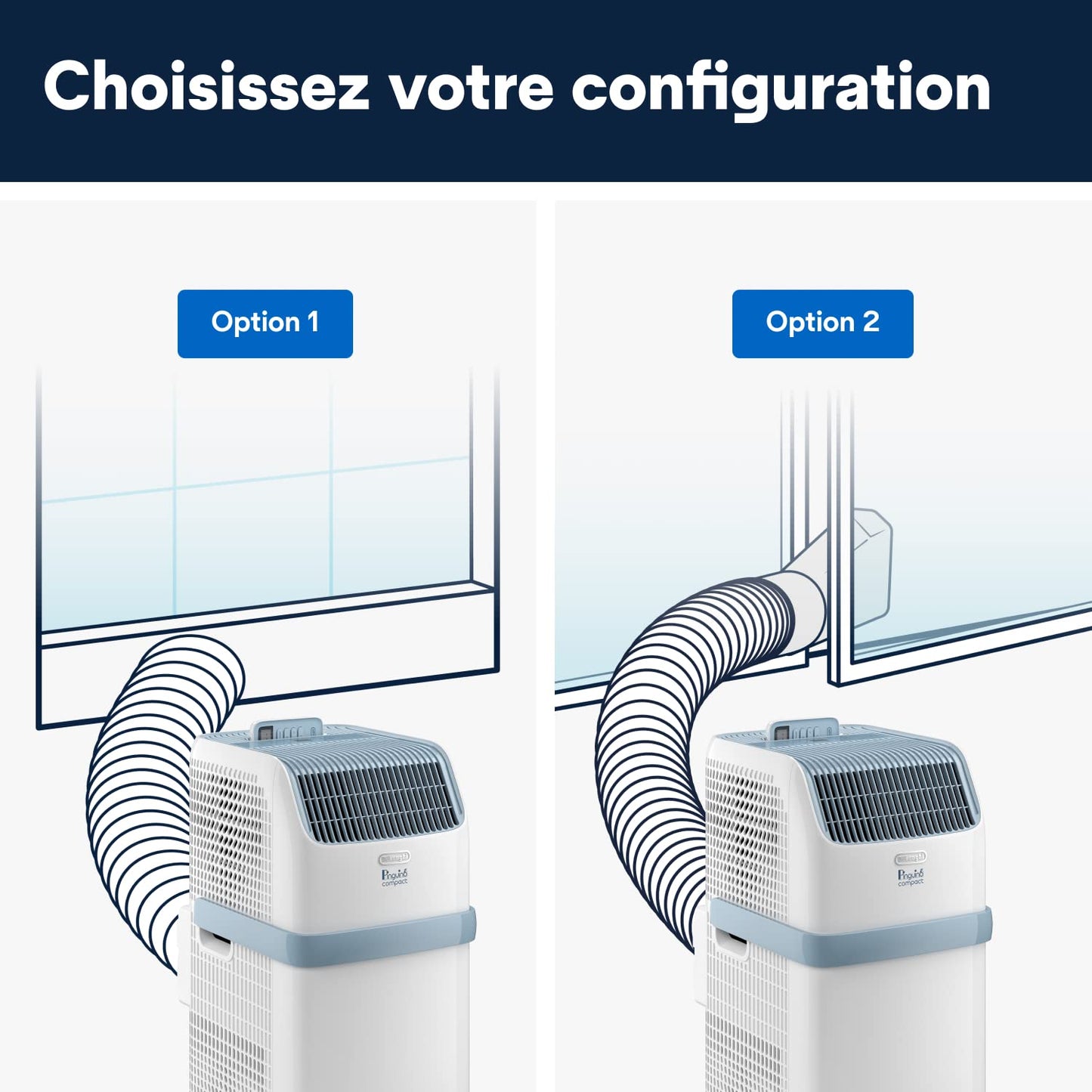 De'Longhi Pinguino Compact ES72 YOUNG, Modèle 2022, Climatiseur Mobile Silencieux, 8.300 BTU/h, 2,1 kW, 60m3, Gaz R290, Fonction Déshumidificateur, 24 Heures Timer, Classe Énergétique A, Blanc