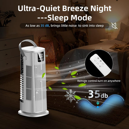 Climatiseurs Portables 1350ML Climatiseur Mobile,Rafraichisseur d'air Silencieux 36W Faible Conso,4 Vitesses 2 Modes de Pulvérisation, 12H Minuterie,120° Oscillation Télécommande pour Chambre,Cuisine