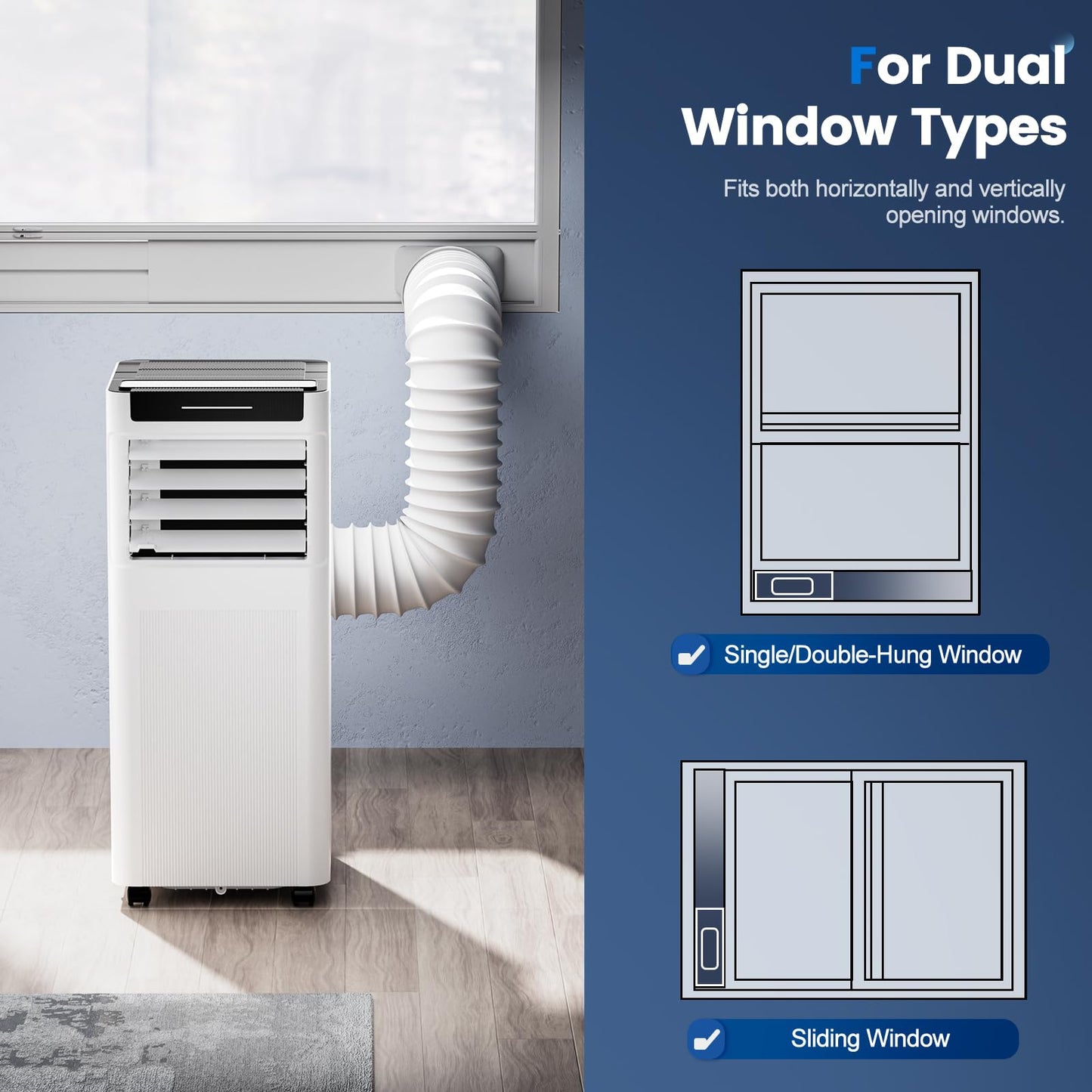 Climatiseur portable, 10 000 BTU AC portable jusqu'à 40 m², unité AC 3 en 1 avec modes refroidissement, déshumidificateur et ventilateur, télécommande et minuterie 24 h, unité AC pour chambres, salons
