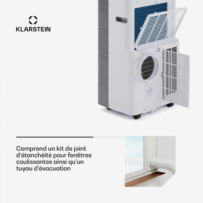Klarstein AireLux Climatiseur Mobile – 14000 BTU, Pour Pièces Jusqu'à 51 m², Contrôle par Appli & Vocal, 4-en-1 Refroidissement, Déshumidificateur, Ventilateur & Mode Nuit, Kit Fenêtre Inclus, Gris