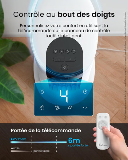 Pro Breeze OmniAir Rafraichisseur d’Air 7L 3en1, 7 Vitesses, 3 Modes, Oscillant, Minuterie 10h, Climatiseur Mobile Sans Évacuation, Silencieux, Sans Conduit, Ventilateur Refroidisseur d'Air