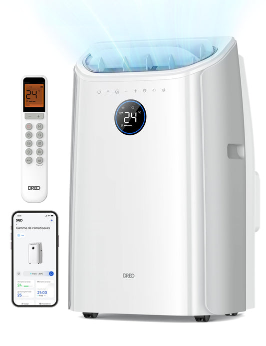 Dreo Climatiseur portable 10 000 BTU pour chambre, refroidissement sans drainage, silencieux, contrôle par application/voix, minuterie 24h, avec ventilateur et déshumidificateur