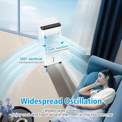 Climatiseur Mobile Silencieux, 6L Refroidisseur d'air Climatiseurs Portables Économie d'énergie Ventilateur Humidificateur, 3 Vitesses/Modes, Télécommande, 1-15H Minuterie, pour Maison Bureau Chambre