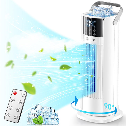 Climatiseur Mobile 5 en 1 avec Brumisation - Rafraîchisseur d'Air Silencieux, 4 Vitesses Confort Vent Naturel, 700ML Réservoir, Télécommande, Oscillation 90°, Tension 12V Disponible
