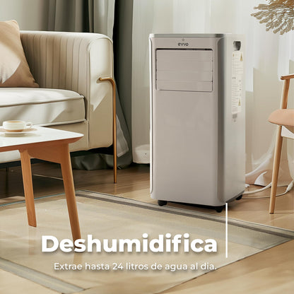 EVVO Climatiseur portable froid et chaud, classe A, 9 000 BTU, télécommande et minuterie 24h, 4 en 1, déshumidificateur, ventilation, jusqu'à 20 m² (modèle : CLIMA P9 froid et chaud)