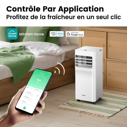 COMFEE' Climatiseur Mobile 9000 BTU/h 2,6kW, Contrôle APP, 3 Modes, 3 Vitesses de ventilation, Dimensions compactes, Pour pièces de 33㎡, Breezy Cool 2.6, Fonctionne avec Alexa