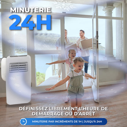 SereneLife Climatiseur Mobile Silencieux,7K BTU, Climatiseur Portable 3-en-1 avec Fonction Déshumidificateur Intégrée, Mode Ventilateur, Télécommande, Kit d'Évacuation Complet pour Fenêtre,Blanc