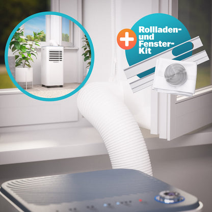 MONZANA® Climatiseur mobile MZKA2600 Tuyau d'évacuation 9000 BTU 4en1 1000W Alexa Déshumidificateur Kit volet roulant