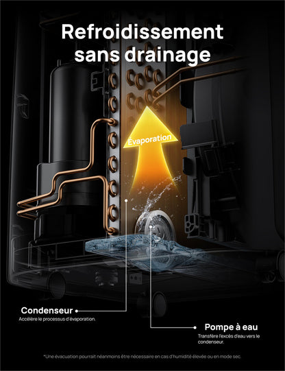Dreo Climatiseur portable 10 000 BTU pour chambre, refroidissement sans drainage, silencieux, contrôle par application/voix, minuterie 24h, avec ventilateur et déshumidificateur